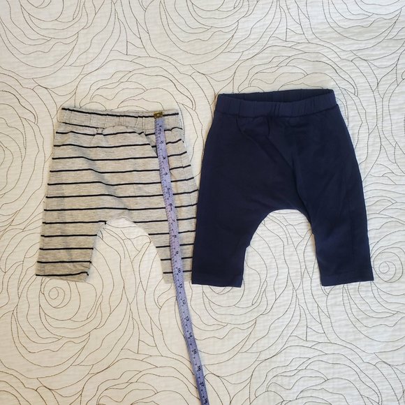 FREE W/ BUNDLE [3-6M] Cotton Pants, 1 Solid Navy, 1 Striped Gray/Navy - Picture 5 of 6